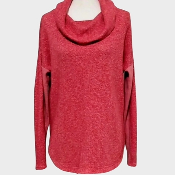 TOMMY HILFIGER ATHLUXE Red Heather Cowl Neck Pullover Sweater - Picture 2 of 7